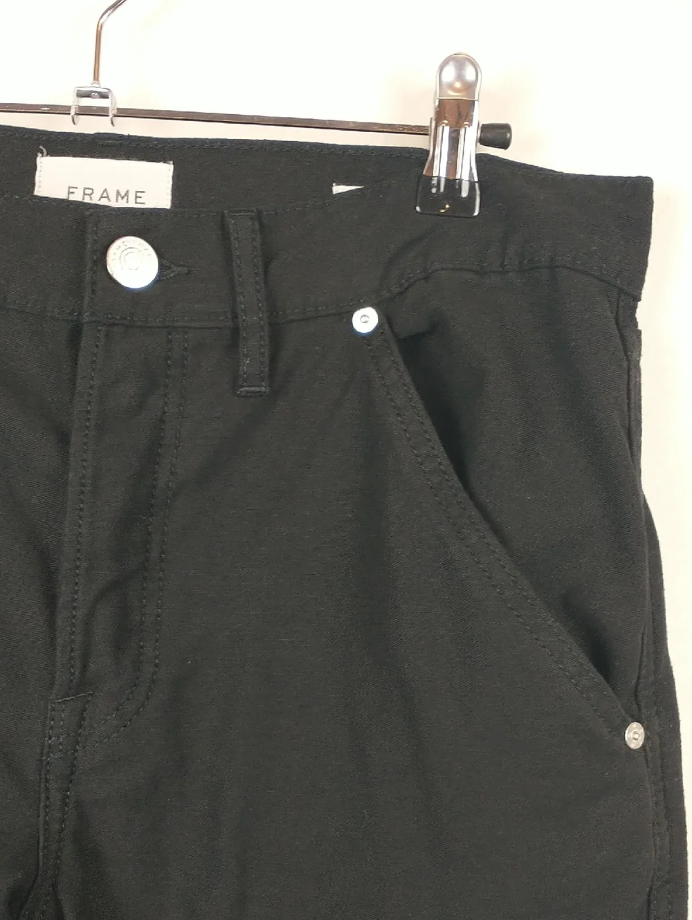 Frame Le Slouch Utility Straight Leg Jeans Womens 26 Black Carpenter Double Knee